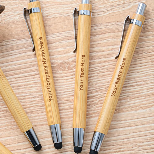 Custom Engraved Bamboo Pens with stylus