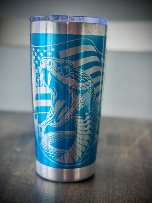 Don't Tread on Me Metallic Stainless Steel engraved Tumbler