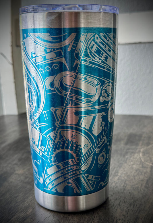 Metalic Stainless Mechanic Full Wrap engraved 20 oz Tumbler